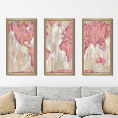 «Blush World Map v.2 Crop», reproduction de peinture acrylique à plusieurs images