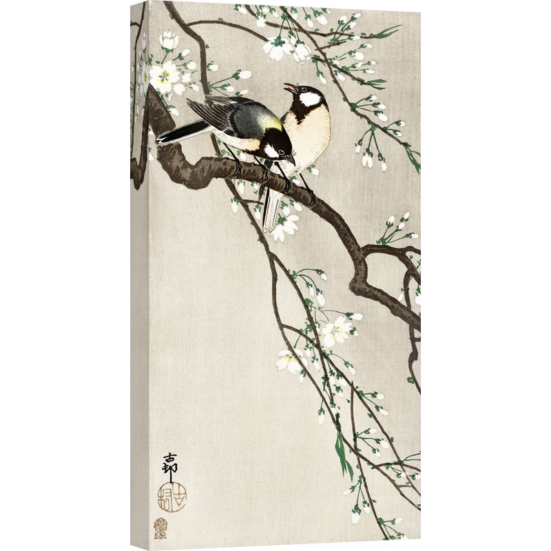 2JP6340 Tits On Cherry Branch by Ohara Koson - Wrapped Canvas Print, 100cm H x 50cm W x 4cm D