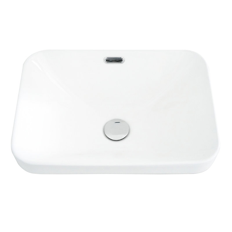 Évier encastré en céramique blanche ultrabrillante exquise de 14,64 po de large, avec motif encombrant et encombrant avec design intégré, profondeur moderne de 18,54 po, non poreuse