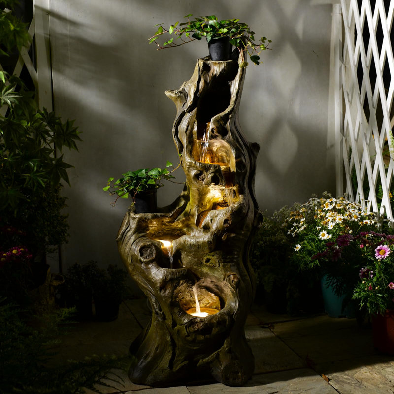 Handcrafted Outdoor Floor Fountain with Lights
