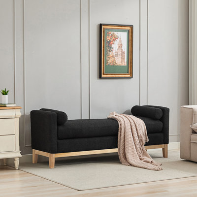 Banc de lit rembourré, repose-pieds, pouf avec accoudoirs et 2 coussins