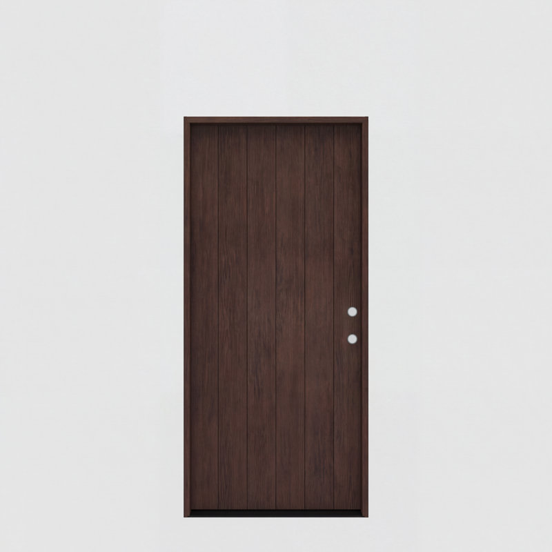 BARROW-BQ-80 | Porte simple de 80 po, extérieur pré-monté RTA, panneau affleurant rustique, bois d'acajou brut