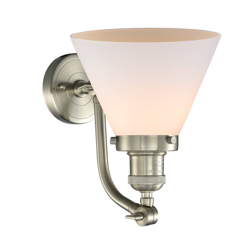 Applique murale 1 lumière Cone, Nickel satiné brossé, DEL, Boîtier blanc mat