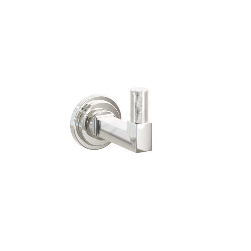 Emtek Select Single Hook w/ Step Disc Rosette, Square Stem & Knurled Tip, Polished Nickel