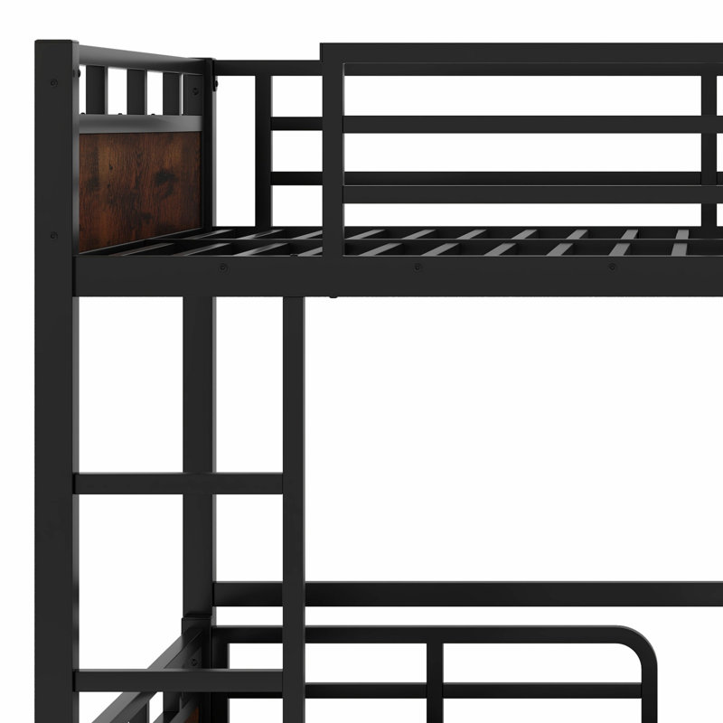 Separable Bunk Beds,With Raised Security Fence, Vintage Wood
