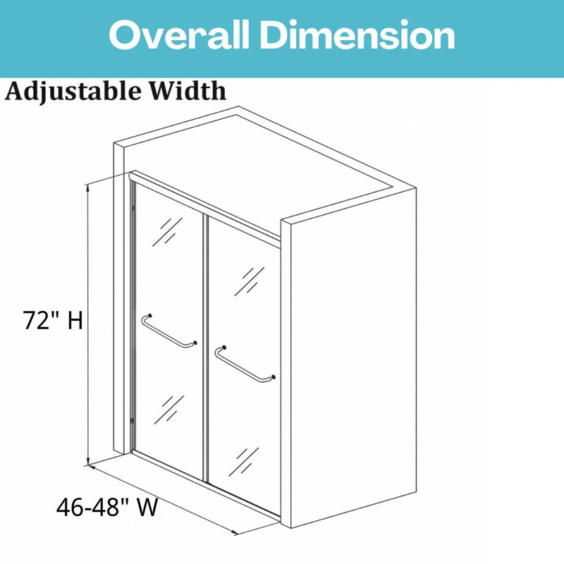 46" - 48" W x 72" H Double Sliding Semi-Frameless Shower Door, Oil Rubbed Bronze