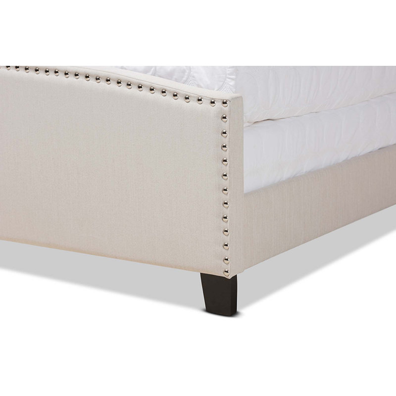 Upholstered Standard Bed, Beige/Black, King