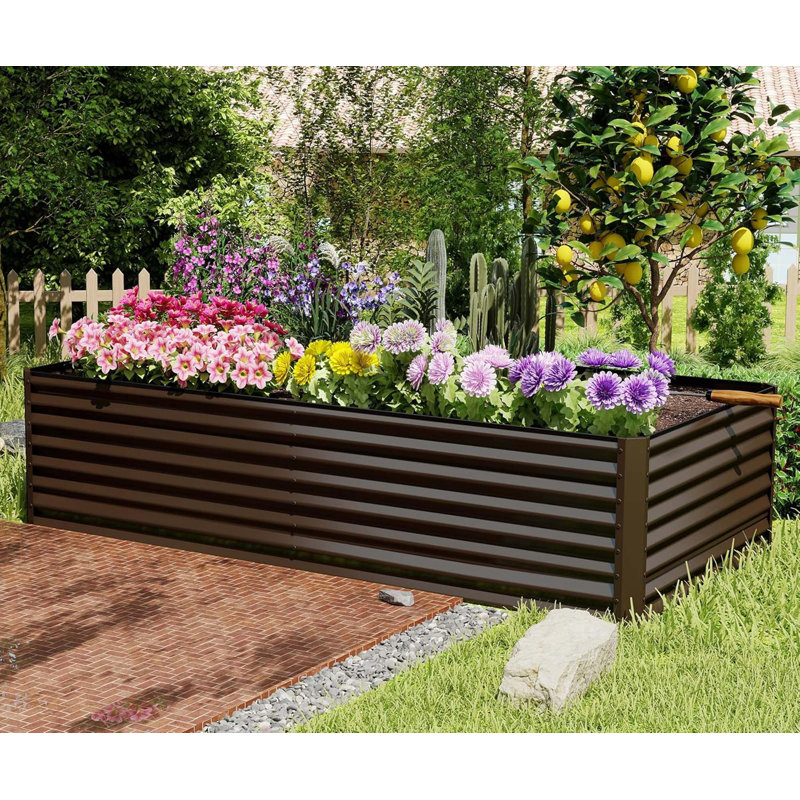 Galvanized Raised Garden Bed,Outdoor Planter Garden Boxes Large Metal Planter Box For Gardening Vegetables Fruits Flowers