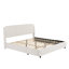 Lit plateforme tapissier très grand beige avec tête de lit courbée