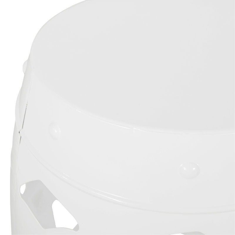 Metal End Table -Large, White, White, White
