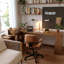 Bureau tout en bois massif en L avec armoires de rangement-360431837