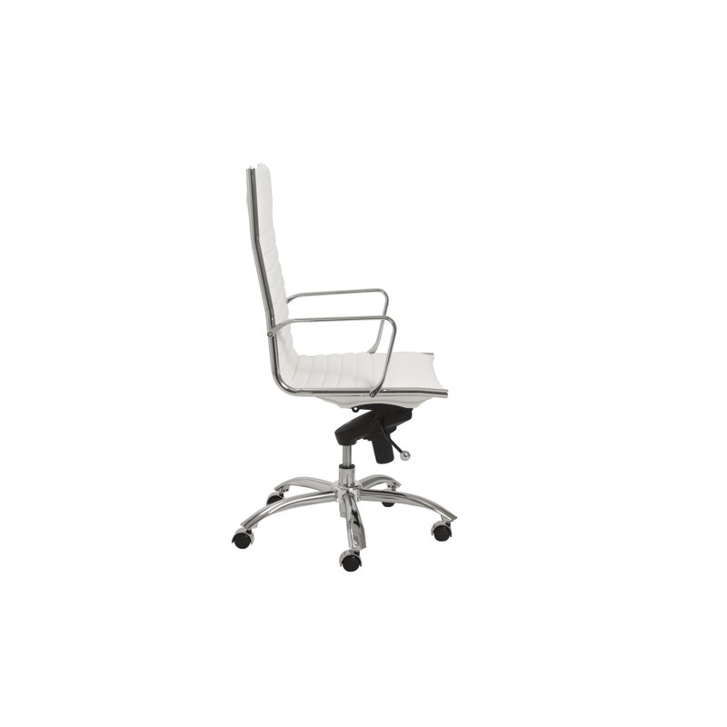 Naida Task Chair, White Faux Leather, Chrome