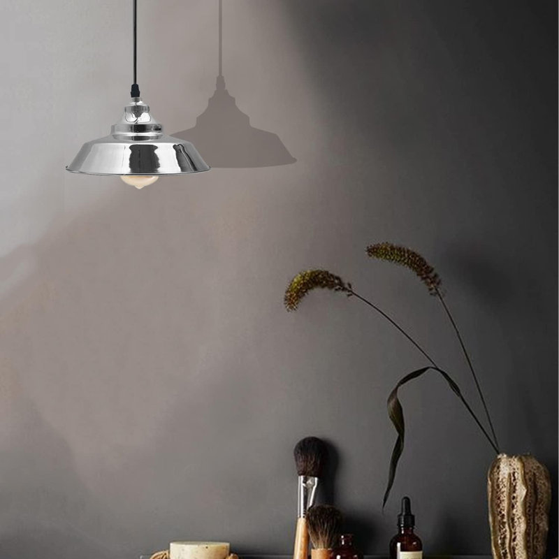 1 - Light Satin Nickel Cone Pendant, Chrome