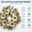 Couronne de Noël réaliste de 61 cm (24 pouces) en amaryllis avec lumières DEL et ornements électroplaqués