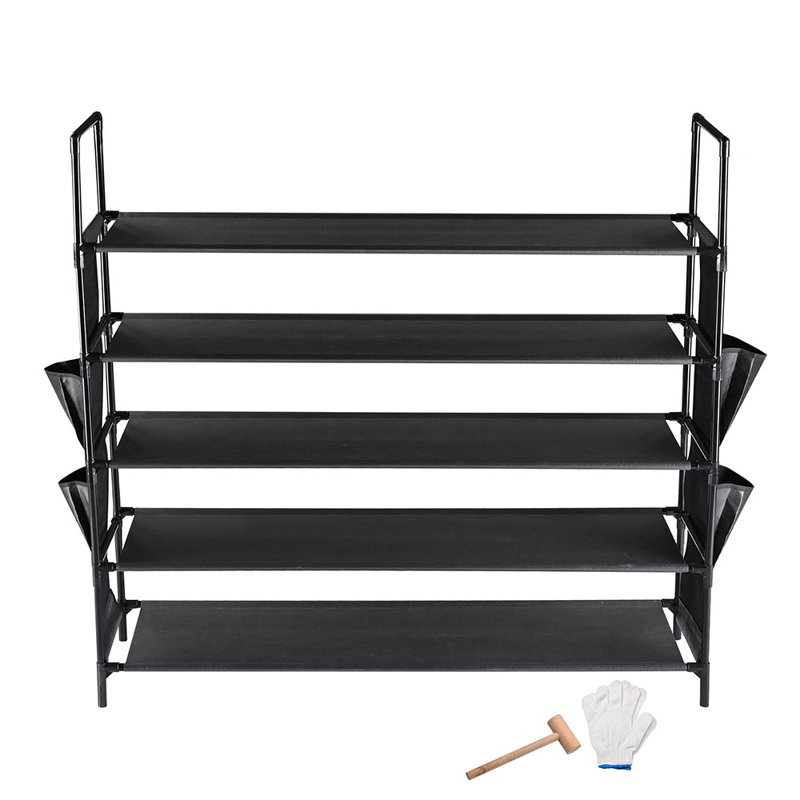 25 Pair Stackable Shoe Rack, Black