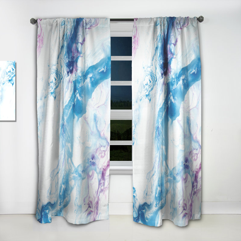 Marbre bleu et rose liquide Art II - rideau moderne - velours obscurcissant - 1 panneau, L 52 po x L 90 po