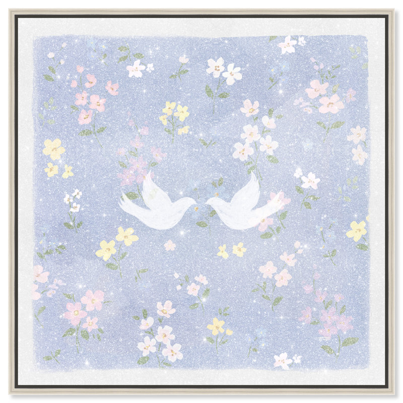 Love Doves Print by Oliver Gal, 31"H x 31"W, Silver Floater Frame