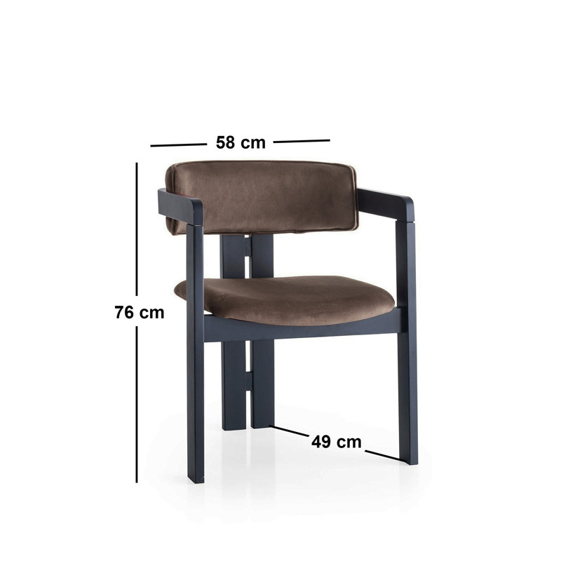 Modern Velvet Fabric Chair, Black & Brown, 22.5 x 29.9 x 19.3 inches | Sturdy 100% Wood Frame, Plywood Seat & Back, Supports up to 408 lbs | Stylish & Comfortable Design for Home or Office Use