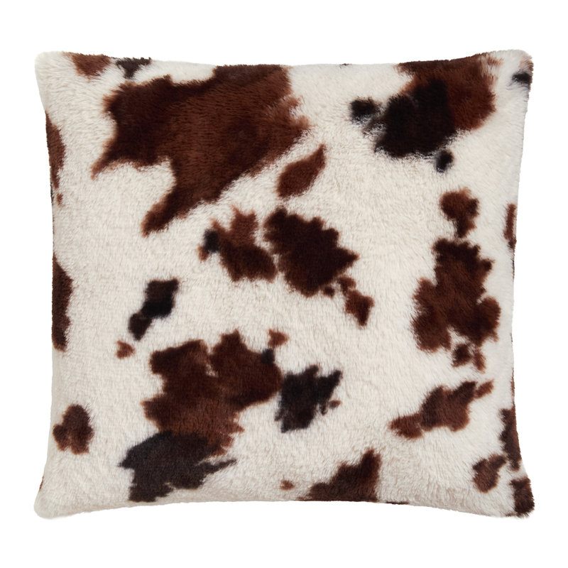 Fusion Cow Print Faux Fur Cushion Natural, Cushion Cover