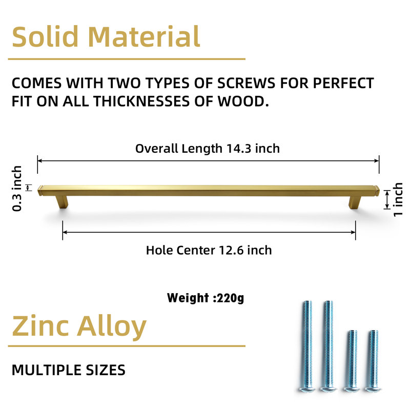 Center To Center Bar Pull, Brushed Brass, 5"