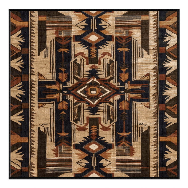 Washable Tribal Designs Hawaiian Area Rug, Square 7'