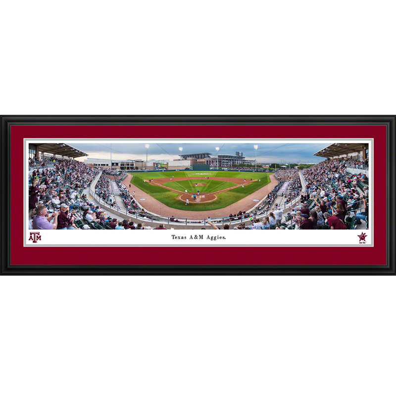 Impression panoramique Texas A&M Baseball, H 18 po x l 44 po x P 0,88 po, Cadre noir, Rouge