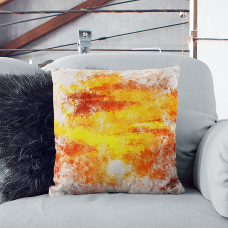 Striking Sunset Cushion with Filling, 55cm H x 55cm W x 20cm D, White