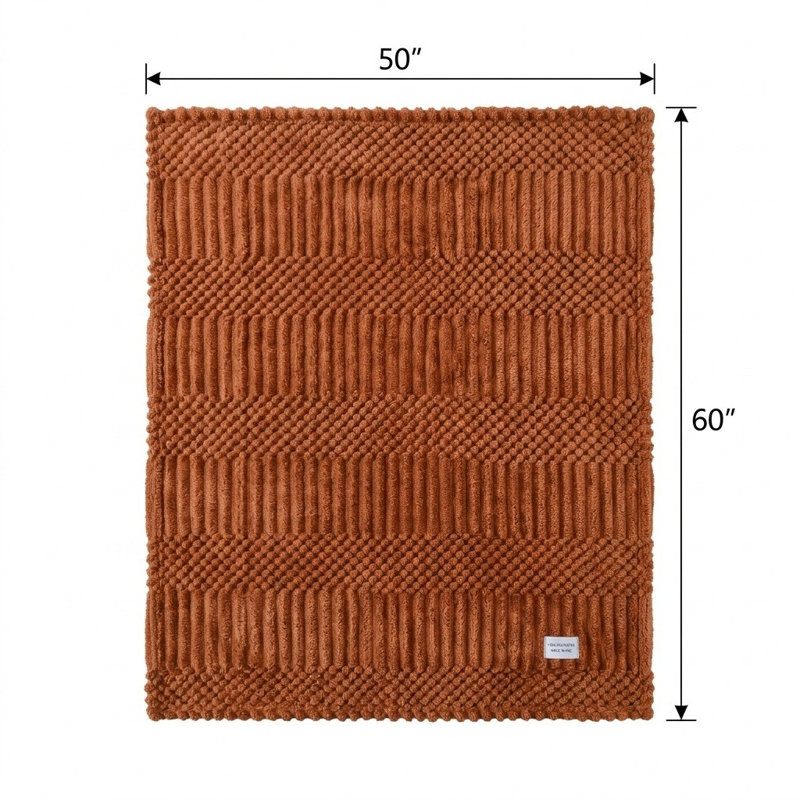 Jeté en molleton rouille avec motif bohème