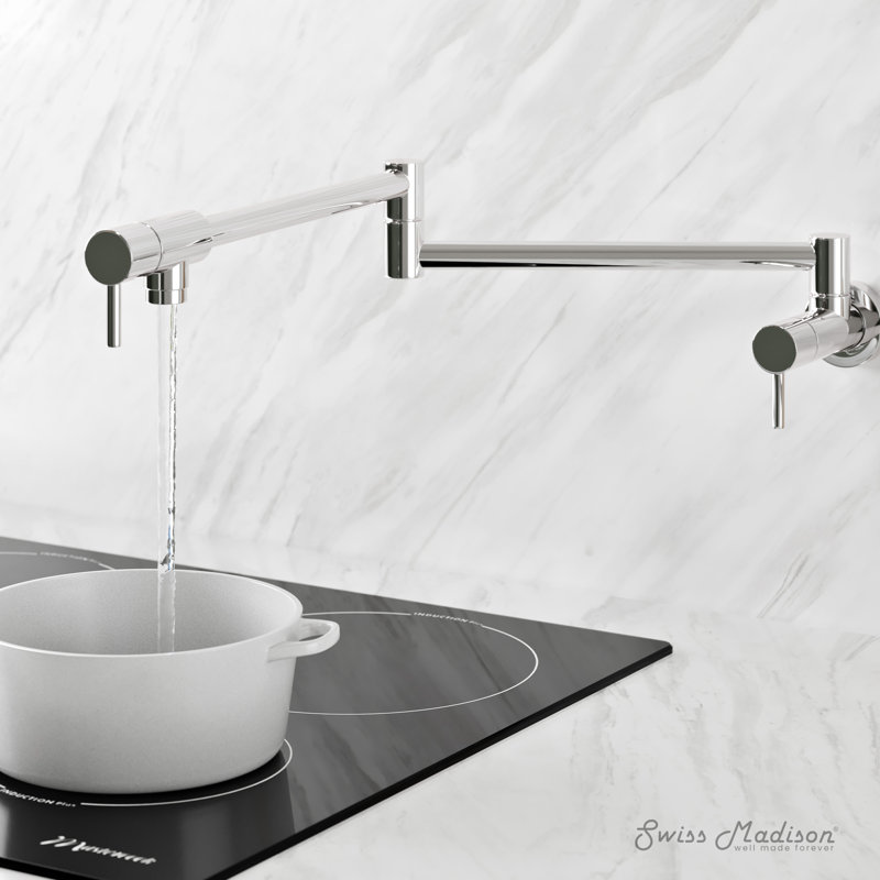 Ivy Retractable Wall-Mounted Pot Filler, Polished Chrome