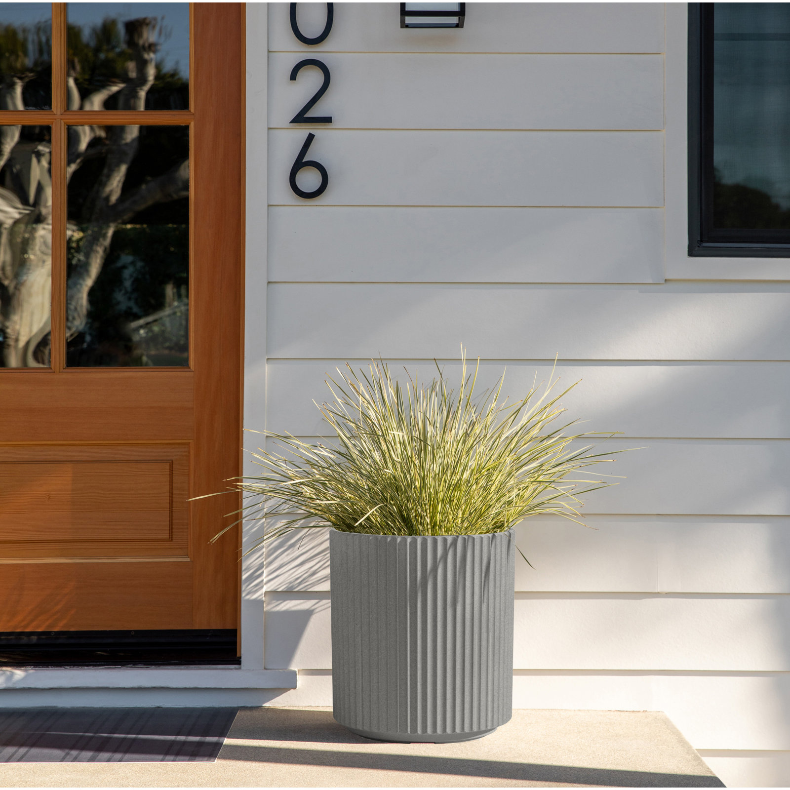 Demi Series 19" Pot Planter, 1, Gray, 16" H x 14.75" W x 14.75" D