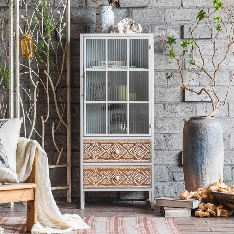 Walnut + White Manufactured Wood Display Cases