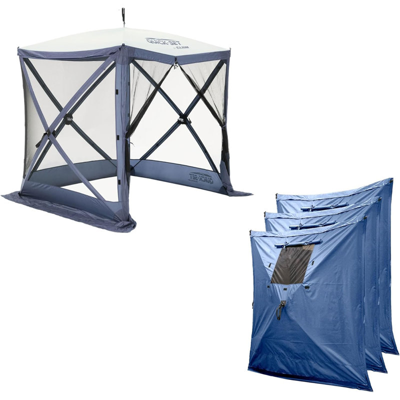 CLAM Quick Set Traveler 6 x 6 Ft Canopy + Clam Quick Set Screen, Blue (3 Pack), Blue