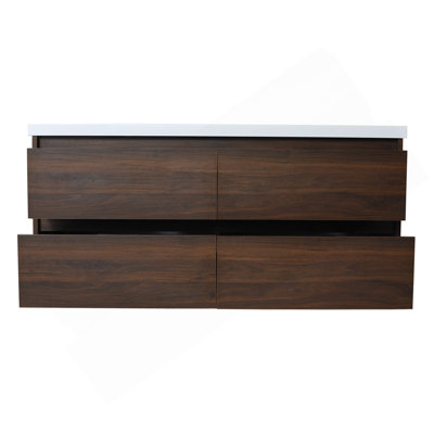 48 Inch Bathroom Vanity With Dual Sink, Resin Sink, 4 Soft Close Drawers, 48X18
