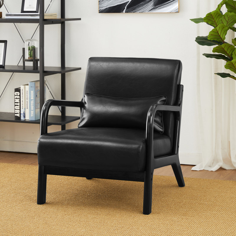 Fauteuil de 26 po de largeur Bradley, Similicuir noir