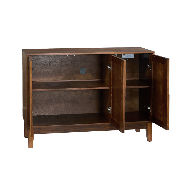 Buffet 44,3 "Mid-Century moderne avec rangement et trou de sortie, Walnut