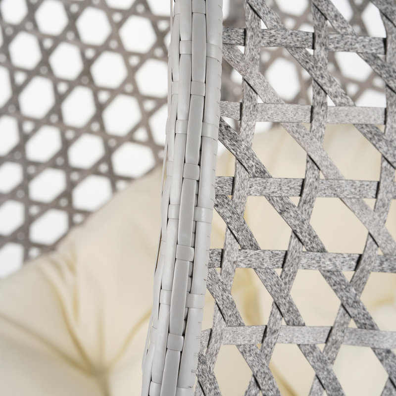 Siège suspendu d'intérieur et d'extérieur confortable pour n'importe où et partout - base en métal, PE, fauteuil de relaxation réglable en fer tressé, coussin de tête