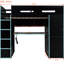 Lit mezzanine double avec bureau de jeu, garde-robe à DEL et garde-robe pour ranger les housses de gestion de câbles intégrées, bande à DEL, tablettes de rangement-130041059