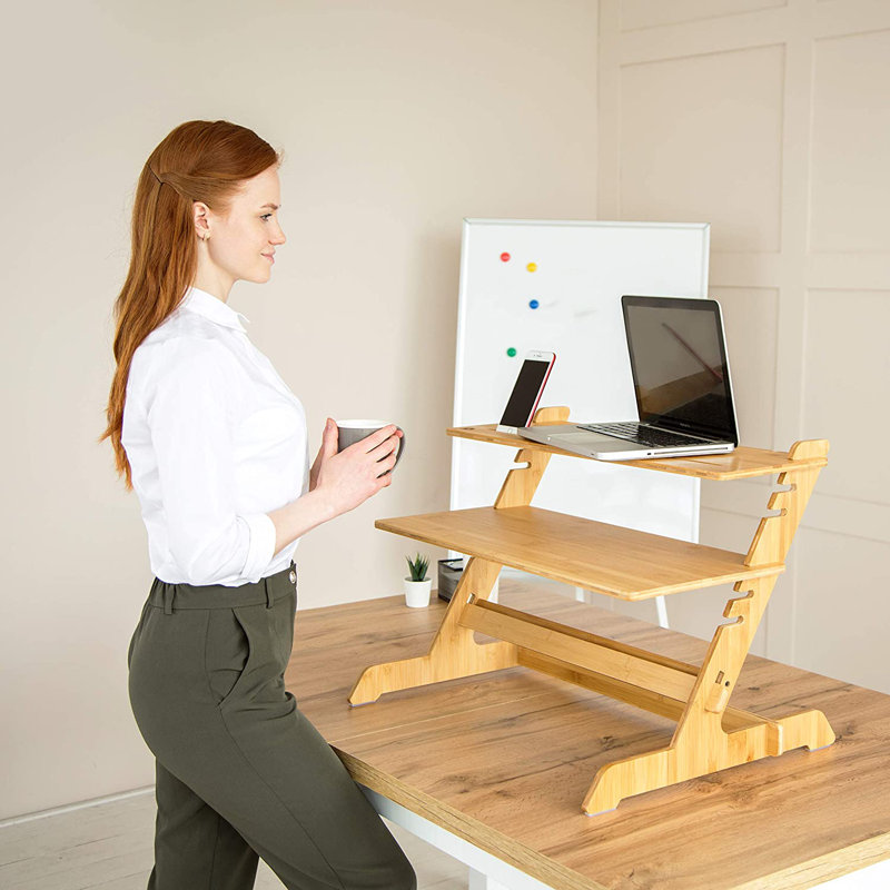 Aoibh Adjustable Solid Wood Standing Desk Converter