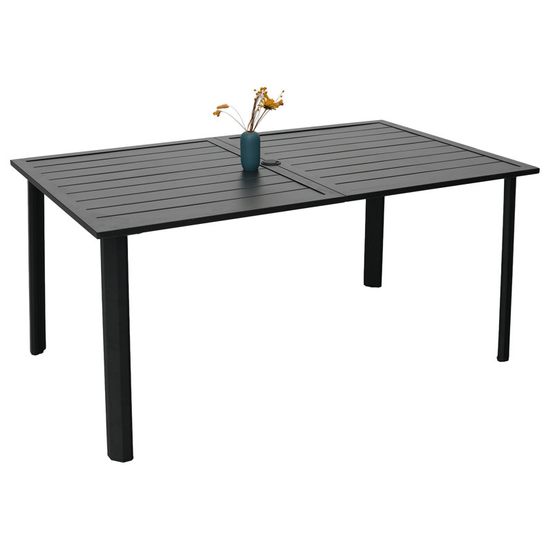 Table de salle à manger rectangulaire d'extérieur L 63 po x l 38 po, Noir