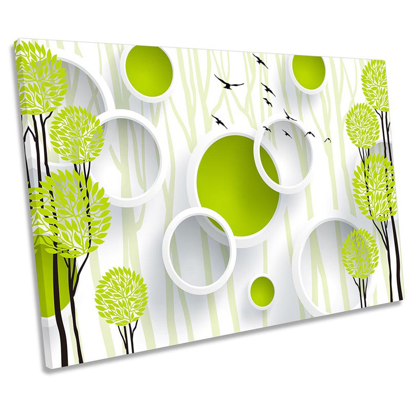 Abstract Floral Circles - Wrapped Canvas Print, 30.5cm H x 45.7cm W 
