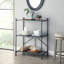Console pliable en métal et bois synthétique - 3 niveaux, noir sableux / finition bronze foncé, 3 tablettes de style industriel, noir / bronze