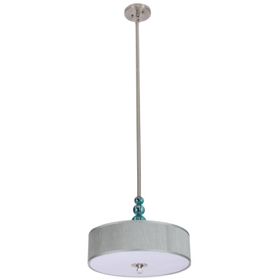 Transitional 3-Light Chrome Drum Shade Pendant