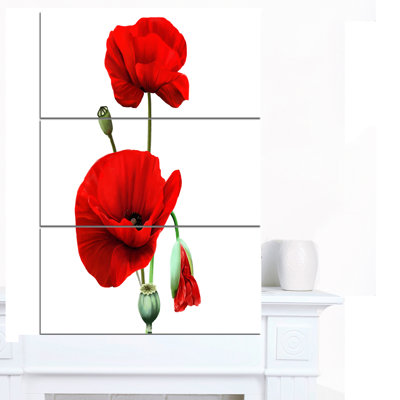 Ensemble de 3 reproductions d’art sur toile tendue, "rouge-pop sur fond blanc"