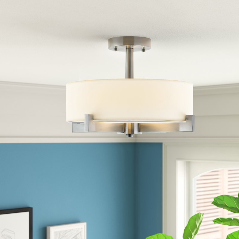 Fabric Semi Flush Mount, Brushed Nickel