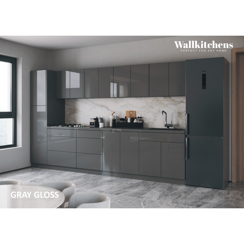 Cuisine moderne pleine grandeur en panneau de fibres à densité moyenne l 135 po x P 24 po x H 83 po WALLKITCHENS 