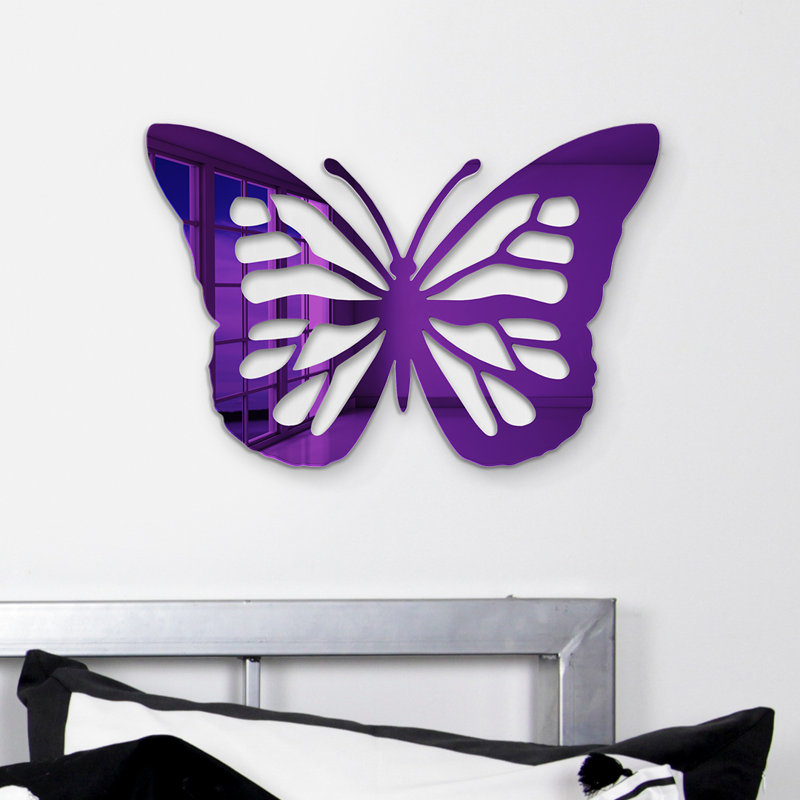 Butterfly Silhouette Acrylic Wall Decor, Pink Mirror