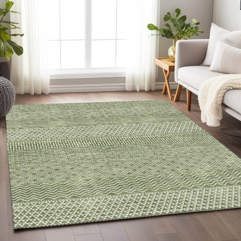 Tapis vert lavable à la machine de qualité supérieure Prisco, Rectangle 9 pi x 12 pi