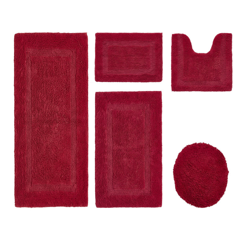 Ensemble de tapis pour salle de bain 100% coton 2370 g / m² Lux, 5 pièces (18 po x 20 po | 17 po x 24 po | 20 po x, Rouge