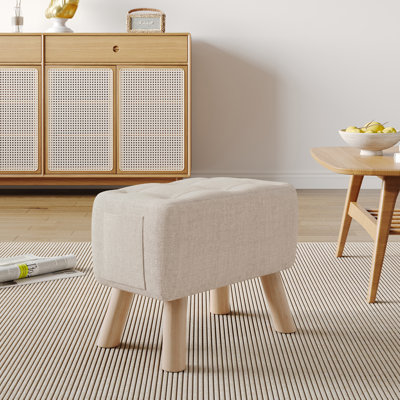41cm Wide Rectangle Solid Colour Footstool Ottoman