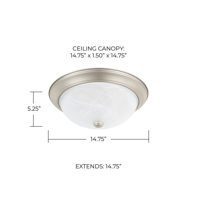 Plafonnier encastré circulaire simple 14,75 po Grapevine, Blanc faux Verre albâtre, Nickel mat